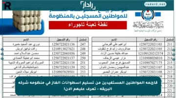 قائمة المواطنين المستفيدين من تسليم اسطوانات الغاز في منظومة شركة البريقة – تعرف عليهم الآن!